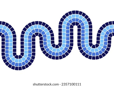 Decorative mosaic border. Ceramic antique stone ornament.