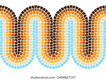 Decorative mosaic border. Ceramic antique stone ornament.