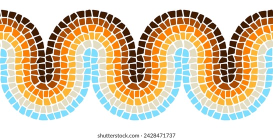 Decorative mosaic border. Ceramic antique stone ornament.
