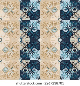 Elementos decorativos de mosaico sin fisuras. Papel de pared ornamental geométrico abstracto. Baldosa vintage. Diseño retro para tela, imprenta textil, papel envolvente, cubierta.