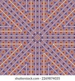 Diseño vectorial interminable de mosaicos decorativos. Papel tapizado de Tetro. Mezclar el adorno de mosaico. Motif folk oriental. Ilustración de estilo árabe.