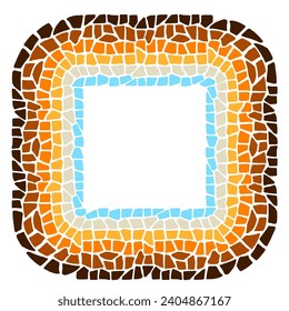Decorative mosaic frame. Ceramic antique stone ornament.