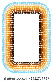 Decorative mosaic frame. Ceramic antique stone ornament.