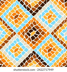 Patrón de mosaico decorativo. Ornamento cerámico de piedra antigua.