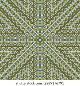 Decorative mosaic periodic pattern graphic design. Simple wrapping motif. Tribal geometry pattern. Azulejo ethnic print. Ornate floor tile sample.