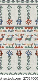 Patrón sin fisuras de mosaico decorativo con pájaros y flores. Diseño de Plantilla de Vector.