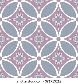 Decorative mosaic seamless pattern. Endless print with grey and white geometric ornaments. Colorful repeating artistic backdrop with stylized circle. For cloth design, covers, wallpaper or wrapping