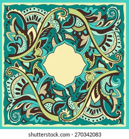 Decorative motif for ceramic tiles, paper napkins and handkerchiefs. Design wrapping paper. Vector illustration
