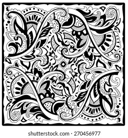Decorative motif for ceramic tiles, paper napkins and handkerchiefs. Design wrapping paper. Vector illustration