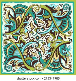 Decorative motif for ceramic tiles, paper napkins and handkerchiefs. Design wrapping paper. Vector illustration