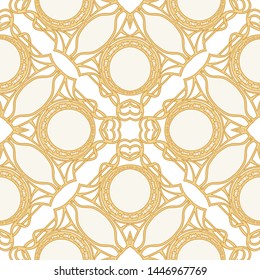 Decorative motif, frames, borders. Seamless pattern, background. Colored vector illustration. In art nouveau style, vintage, old, retro style. In vintage beige colors. Isolated on white background.	