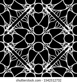 Decorative motif frames, borders. Seamless pattern, background. Vector illustration. Black and white graphics Vector illustration. In art nouveau style, vintage, old, retro style..