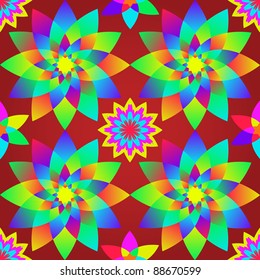 Decorative motley pattern with geometric flowers. A seamless texture (vector).