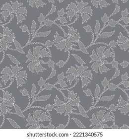 decorative mughal art border embroidery stitches pattern for digital fabric prints on grey background. traditional embroidery floral pattern artwork Mughal art embroidery stitches beautiful