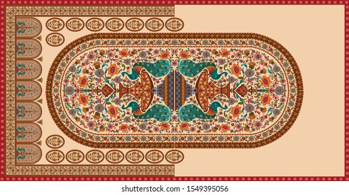 decorative mughal motif   Geometric stole background design