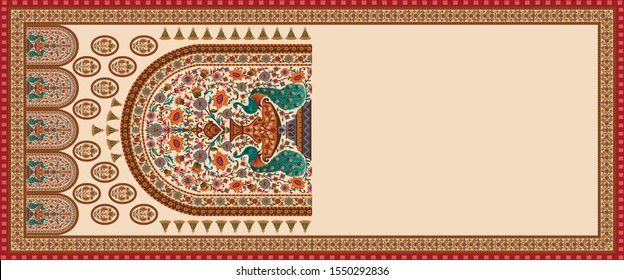 decorative  mughal motif  stole  background design