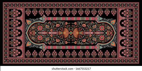 decorative mughal motif stole background design