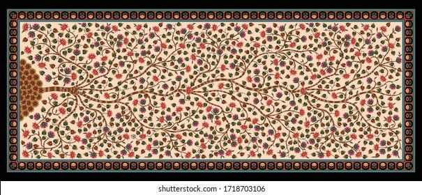 decorative mughal motif stole background design