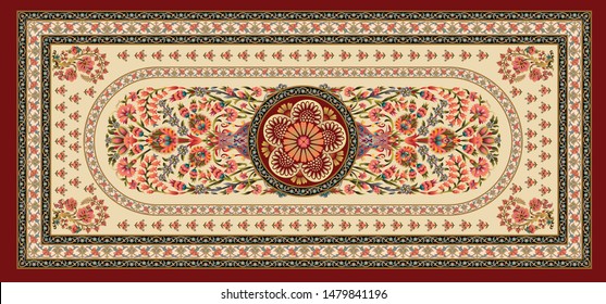  decorative mughal motif   stole cream background design