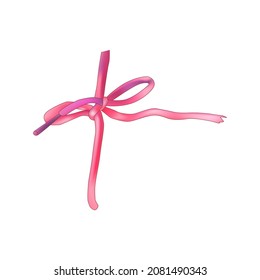 Decorative multicolor bow with long ribbon isolated on white background. Vector illustration
