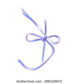 Decorative multicolor bow with long ribbon isolated on white background. Vector illustration
