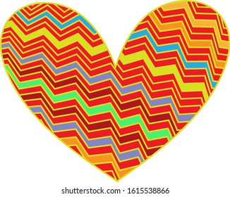 decorative multi-colored heart of non-standard shape. pop art. the symbol of Valentine's day.  postcard, sticker