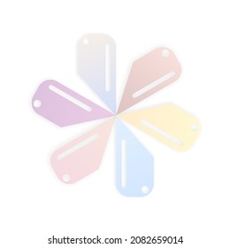 Decorative multi-colored propeller in light colors isolated on white background. Graphic vector illustration.