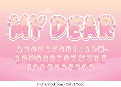 decorative my dear Font and Alphabet vector