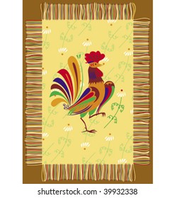 Decorative napkin with the image of a cock