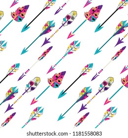 Decorative native arrows with stylized feathers set.
