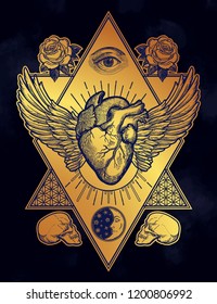 Decorative naturalistic heart in a sacred frame.