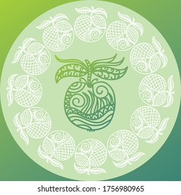 Decorative nature background of apples. Vector illustration