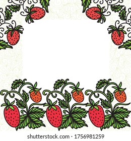 Fondo de naturaleza decorativa de fresas. Ilustración del vector