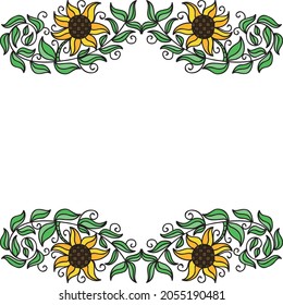 Decorative nature background of sun flowers. Vector illustration