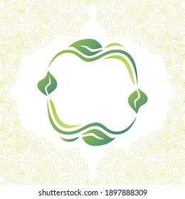Decorative nature frame of leaves. Vector illustration