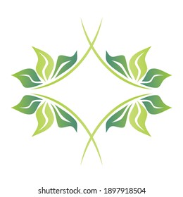 Decorative nature frame of leaves. Vector illustration