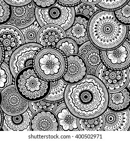 Decorative nature ornamental seamless pattern. Mehndi style . Coloring page for adult coloring book