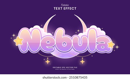 desenho decorativo nebulosa lua editável efeito de texto