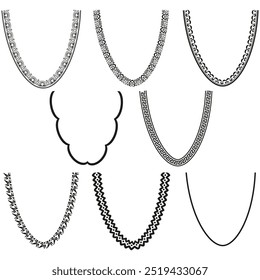 Decorative necklace frames. Ornamental frame set. Necklace border designs. Vector decorative outlines.