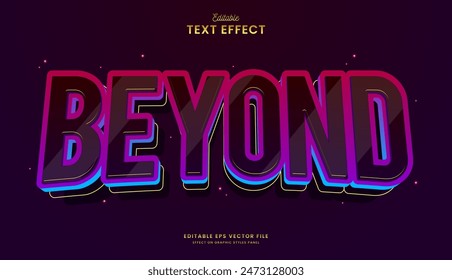 decorative neon beyond editable text effect vector design