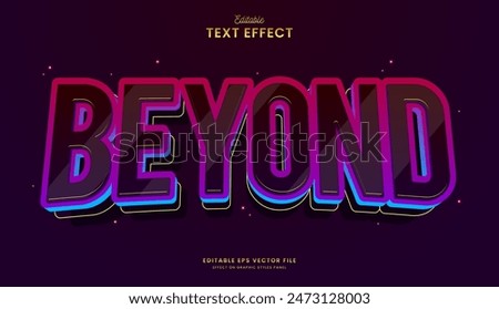 decorative neon beyond editable text effect vector design