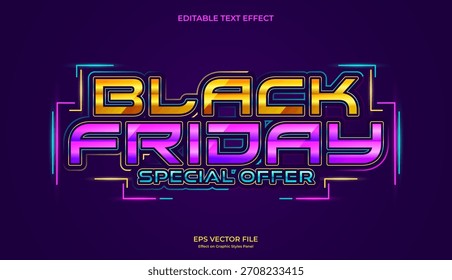 decorative neon black friday editable text effect design