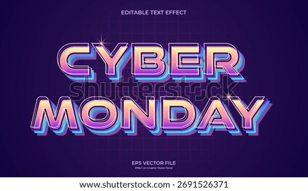 decorative neon cyber monday editable text effect design