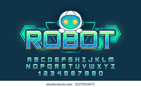 decorative neon robot editable text effect design