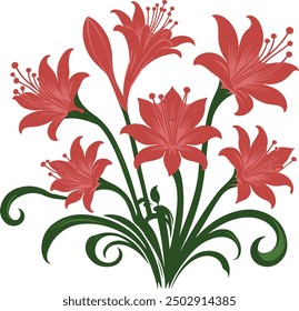 Decorative Nerine flowers symbol, spider lily