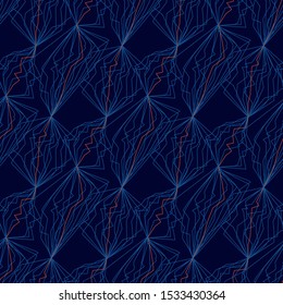 Decorative net lines seamless pattern for background, fabric, textile, wrap, surface, web and print design. Futuristic sport style geometry rapport. Chaos mash vector illustration. 
