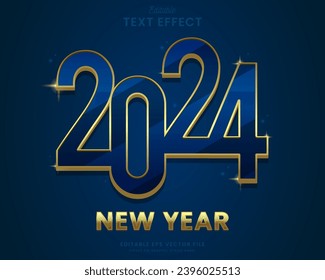 diseño vectorial de efecto de texto editable de 2024 para el nuevo año decorativo 2024