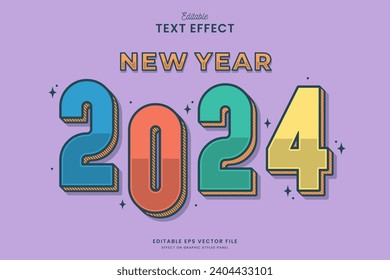 decorative new year 2024 editable text effect vector design