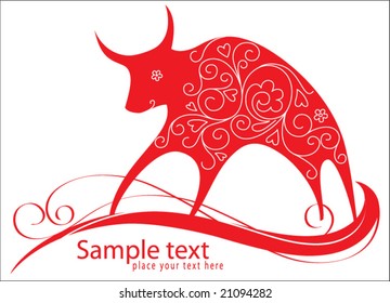 Decorative New year card with taurus