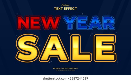 decorative new year sale editable text effect vector design